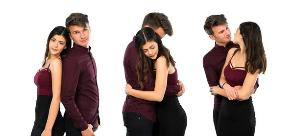 Collage Young Teenager Couple Hugging — Stock Photo, Image
