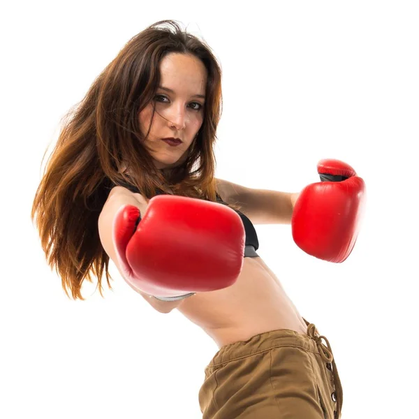 Girl Boxing Gloves — Stock Photo, Image