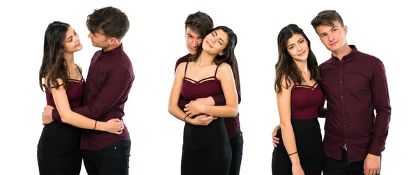 Collage Young Teenager Couple Hugging — Stock Photo, Image