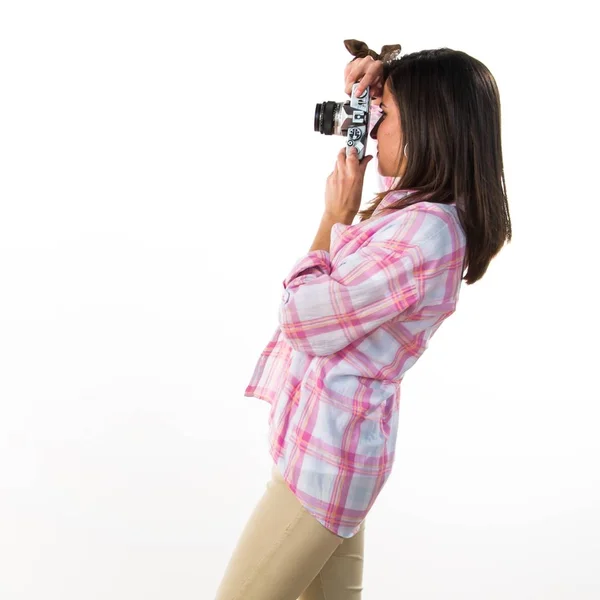 Chica Joven Sobre Fondo Blanco Aislado — Foto de Stock