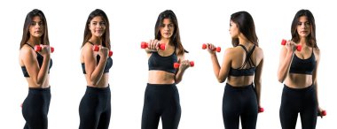 Genç dizi spor kız halter yapma