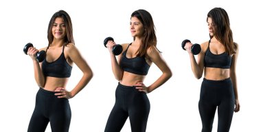 Genç dizi spor kız halter yapma