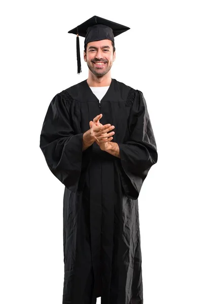 Man Zijn Graduatie Dag Universiteit Applaudisseren Presentatie Een Conferentie — Stockfoto