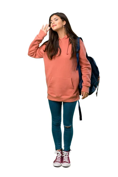 Sebuah Gambar Panjang Dari Seorang Gadis Remaja Dengan Sweater Dan — Stok Foto