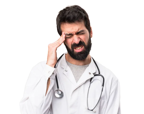 Frustrado Jovem Médico Fundo Branco — Fotografia de Stock