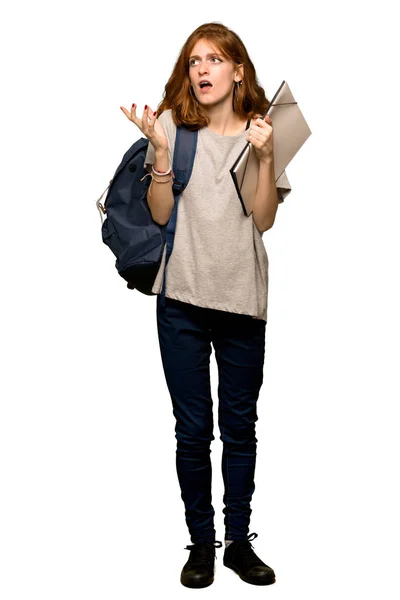 Uno Scatto Completo Giovane Studente Dai Capelli Rossi Frustrato Una — Foto Stock