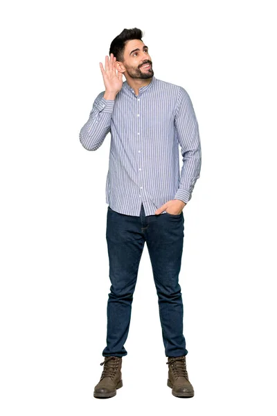 Полнометражный Снимок Элегантного Мужчины Рубашке Думающего Идее Царапающего Голову Изолированном — стоковое фото
