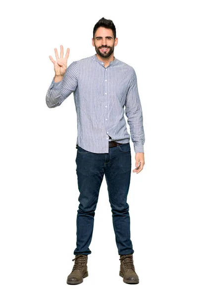 Full Length Schot Van Elegante Man Met Shirt Gelukkig Tellen — Stockfoto