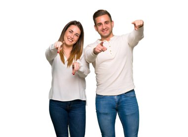 İki Sevgililer günü içinde parmak seni kendinden emin bir ifadesiyle işaret