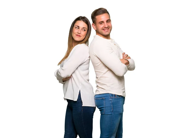 Casal Dia Dos Namorados Mantendo Braços Cruzados Olhando Para Outro — Fotografia de Stock