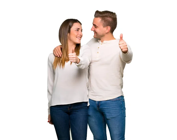 Couple Valentine Day Giving Thumbs Gesture — Stock Photo, Image