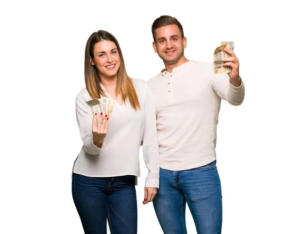 Ζευγάρι Στην Ημέρα Του Αγίου Βαλεντίνου Παίρνει Πολλά Χρήματα — Φωτογραφία Αρχείου
