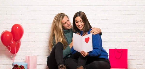 Couple Valentine Day Valentines Day Card — Stock Photo, Image