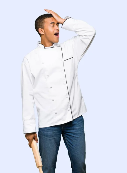 Young Afro American Chef Man Has Just Realized Something Has — Stock Photo, Image