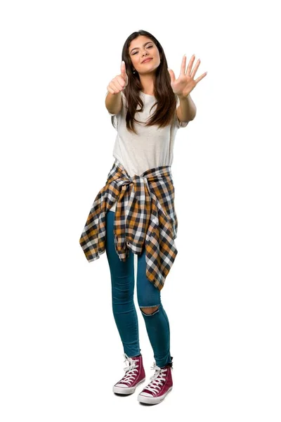 Полнометражный Снимок Девочки Подростка Рубашке Привязанной Талии — стоковое фото