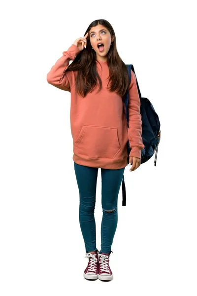 Sebuah Gambar Panjang Dari Seorang Gadis Remaja Dengan Kaus Dan — Stok Foto