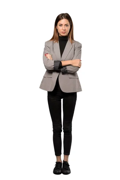 Full Length Shot Business Woman Portrait Isolated White Background — Stock Photo, Image