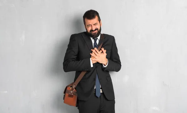 Businessman Beard Having Pain Heart — Stock Photo, Image