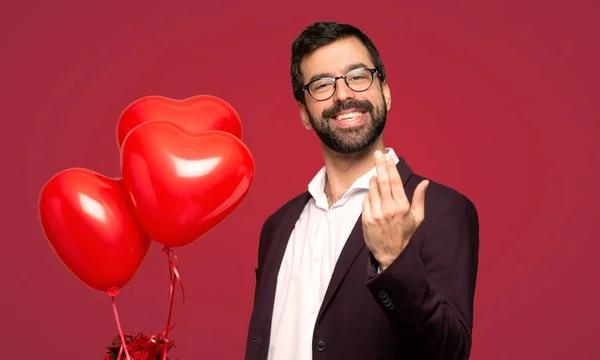 Sevgililer Günü Ile Gelmek Için Davet Ettiğiniz Adam Mutlu Kırmızı — Stok fotoğraf