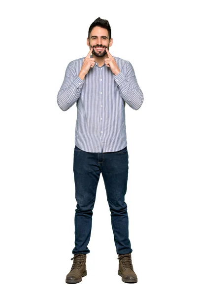 Foto Completa Hombre Elegante Con Camisa Sonriendo Con Una Expresión — Foto de Stock