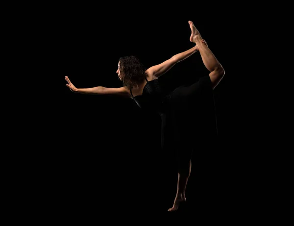 Girl Ballet Dancer Black Background — Stock Photo, Image