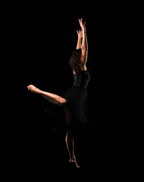 Menina Bailarina Balé Fundo Preto — Fotografia de Stock