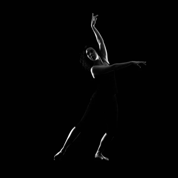 Bailarina Ballet Niña Sobre Fondo Negro — Foto de Stock
