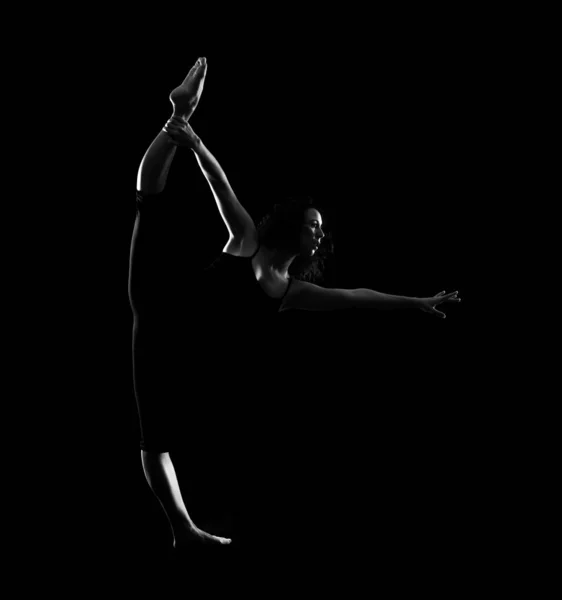 Girl Ballet Dancer Black Background — Stock Photo, Image