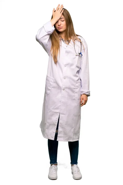 Full Body Young Doctor Woman Surprise Shocked Facial Expression Isolated — Stock Photo, Image