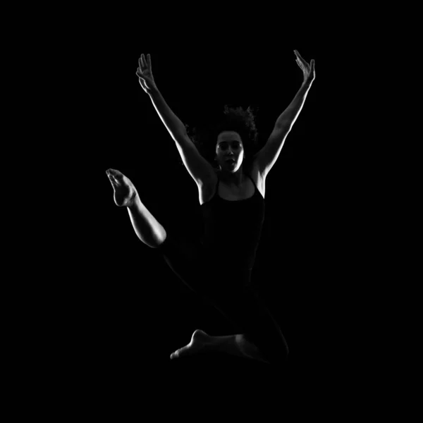 Girl Ballet Dancer Black Background — Stock Photo, Image