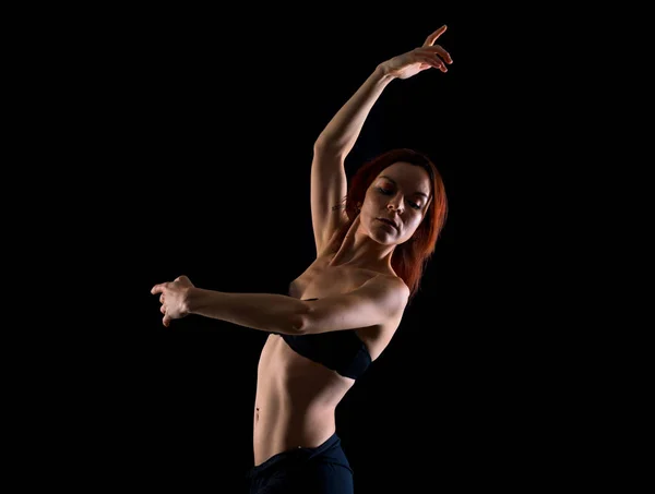Redhead Girl Doing Ballet Studio — Stock Photo, Image
