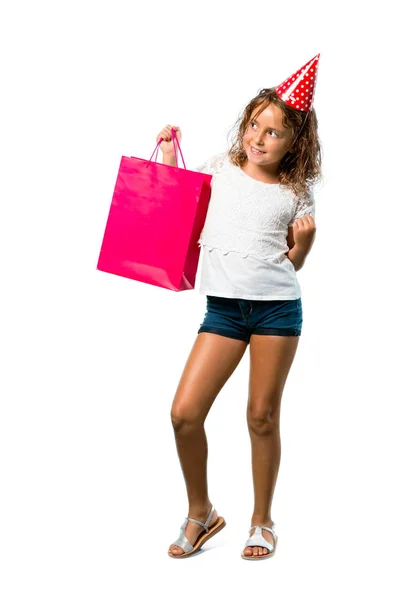 Uma Foto Completa Uma Menina Uma Festa Aniversário Segurando Saco — Fotografia de Stock