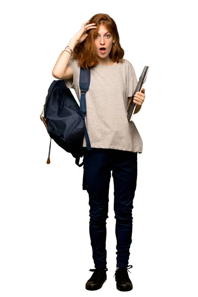 Full Length Shot Young Redhead Student Has Just Realized Something — Stock Photo, Image