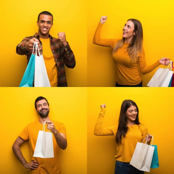 Set Persone Con Shopping Bags — Foto Stock