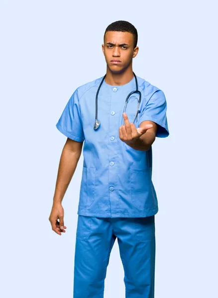 Surgeon Doctor Man Making Horn Gesture Isolated Background — Stock Photo, Image