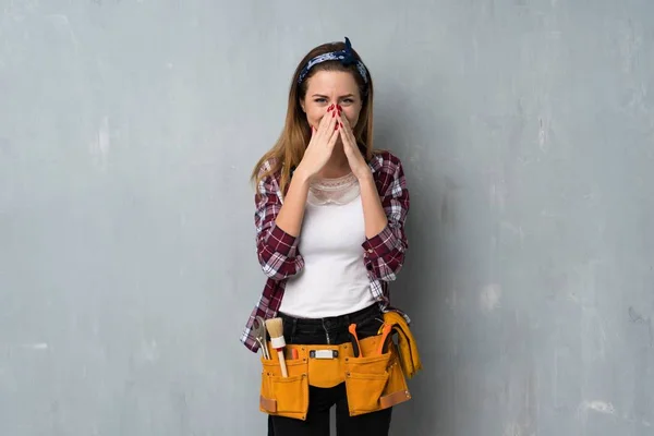 Handwerker Oder Elektrikerin Lächeln Viel — Stockfoto