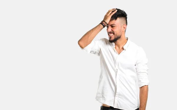 Hombre Joven Árabe Con Camisa Blanca Con Intención Realizar Solución —  Fotos de Stock