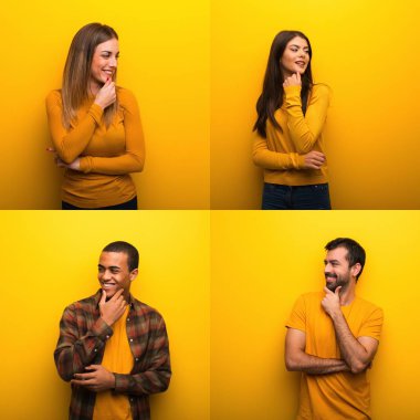 Kişi tarafına el ile çeneme arıyorum.