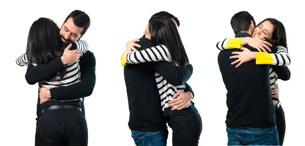 Collage Pareja Joven Abrazándose — Foto de Stock