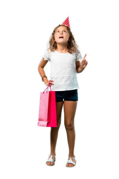 Uma Foto Completa Uma Menina Uma Festa Aniversário Segurando Saco — Fotografia de Stock