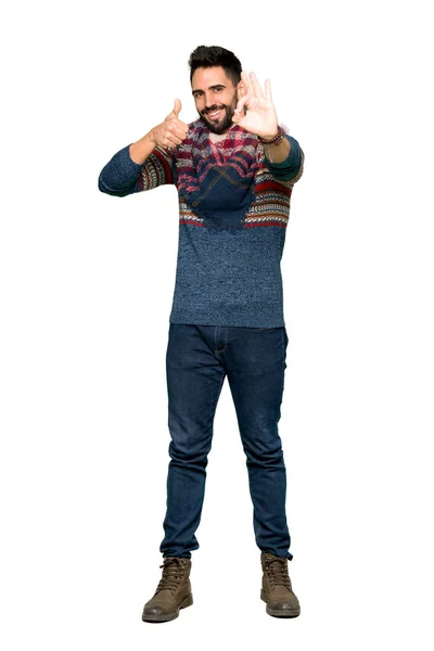 Full Length Shot Hippie Man Showing Sign Giving Thumb Gesture — Stock Photo, Image