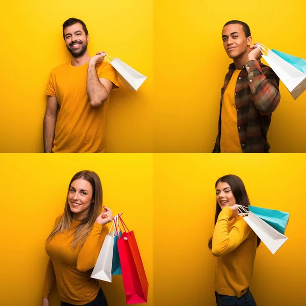 Set Persone Con Shopping Bags — Foto Stock