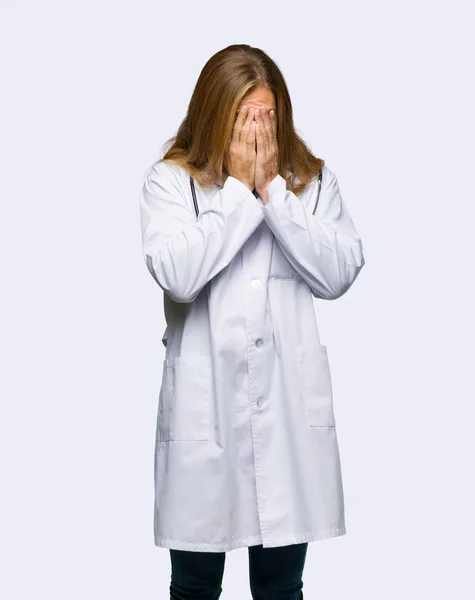 Doctor Man Tired Sick Expression Isolated Background — Stock Photo, Image