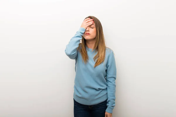 Blonde Woman Isolated White Background Surprise Shocked Facial Expression — Stock Photo, Image