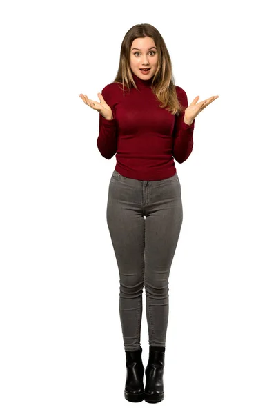 Uma Foto Completa Uma Adolescente Com Gola Alta Com Expressão — Fotografia de Stock