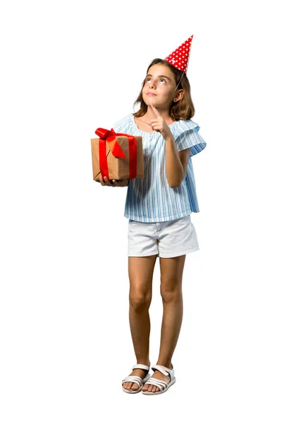 Una Foto Completa Una Bambina Una Festa Compleanno Con Regalo — Foto Stock