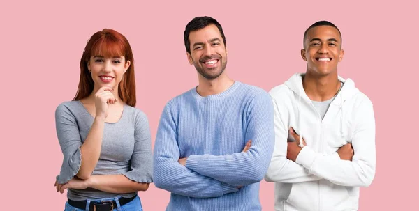 Groep Van Drie Vrienden Houden Gekruiste Armen — Stockfoto