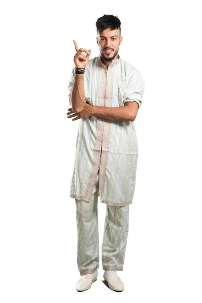 Full Length Shot Arabic Young Man Wearing Typical Arab Clothes — Stock Photo, Image