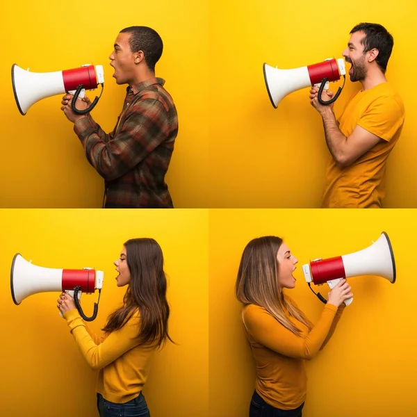 Set People Holding Megaphone — Stock Photo, Image