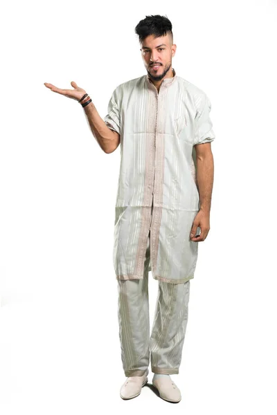 Full Length Shot Arabic Young Man Wearing Typical Arab Clothes — Stock Photo, Image